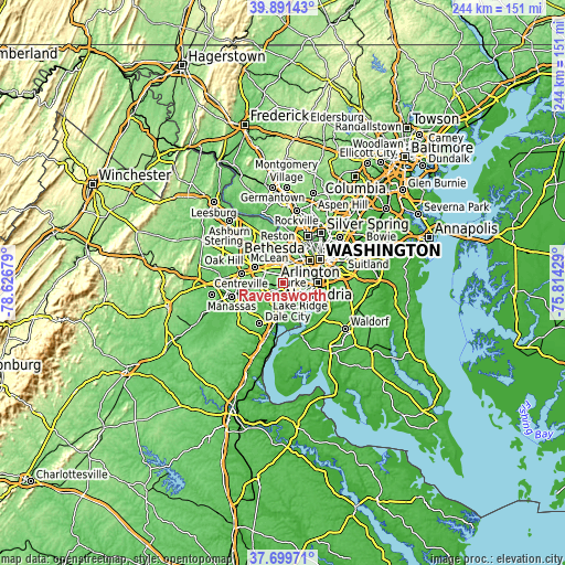 Topographic map of Ravensworth