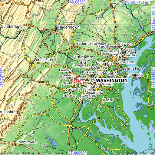 Topographic map of Reston