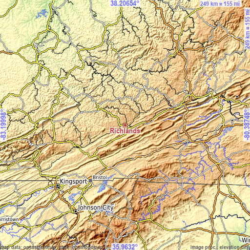 Topographic map of Richlands