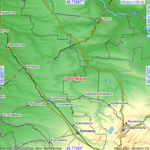 Topographic map of Uspenskaya