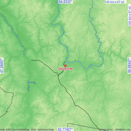 Topographic map of Usogorsk