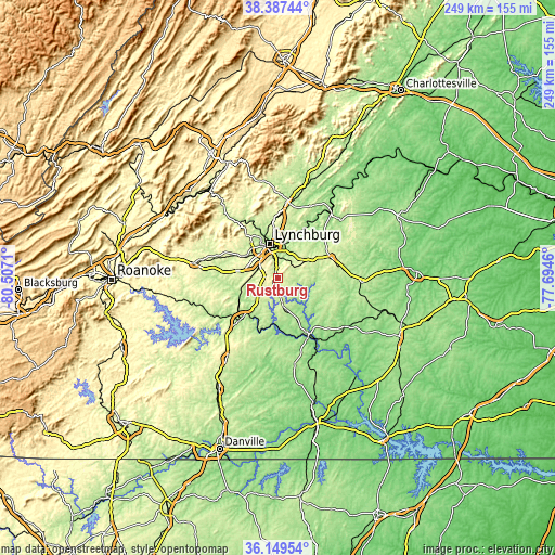 Topographic map of Rustburg