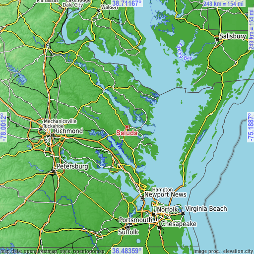 Topographic map of Saluda