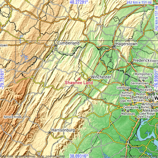 Topographic map of Shawnee Land