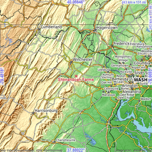 Topographic map of Shenandoah Farms