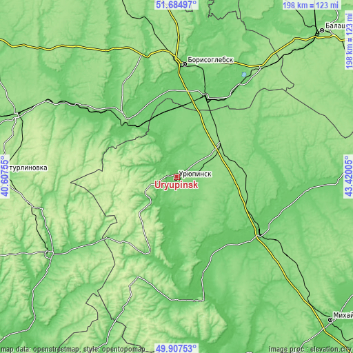 Topographic map of Uryupinsk