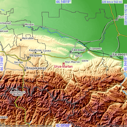Topographic map of Urus-Martan