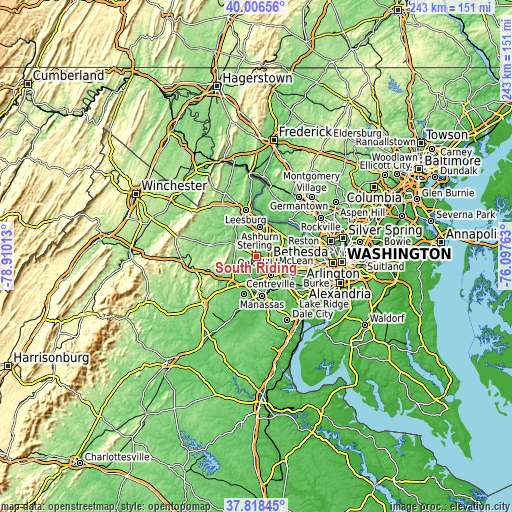 Topographic map of South Riding