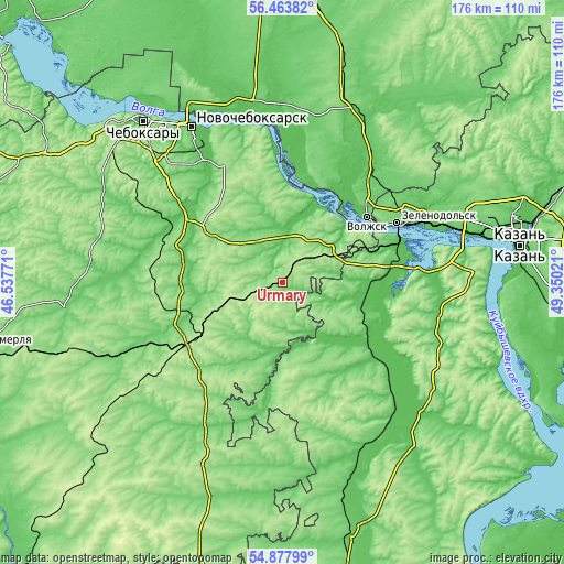 Topographic map of Urmary