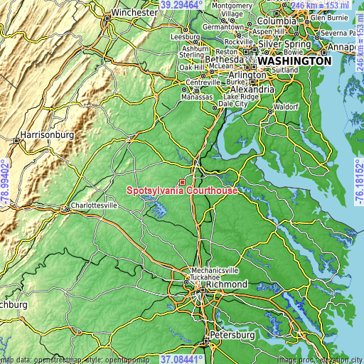 Topographic map of Spotsylvania Courthouse