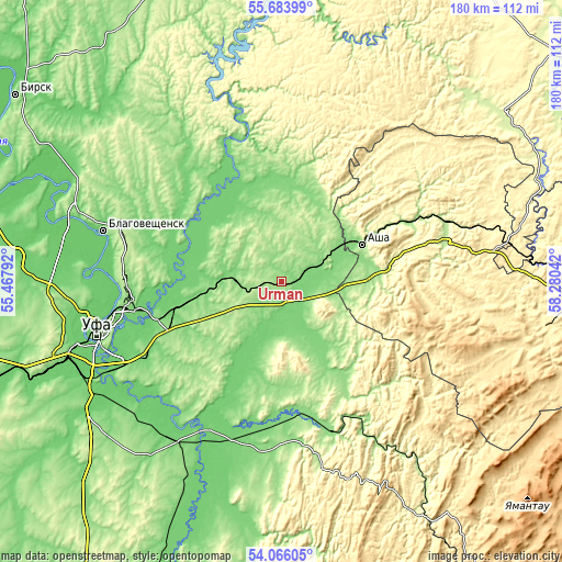 Topographic map of Urman