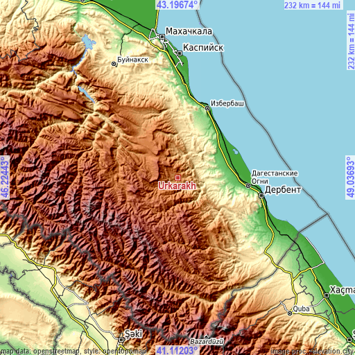 Topographic map of Urkarakh