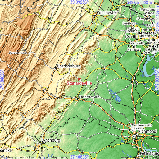 Topographic map of Stanardsville