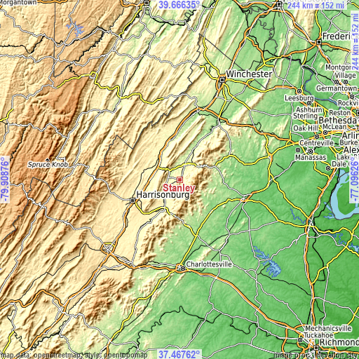 Topographic map of Stanley