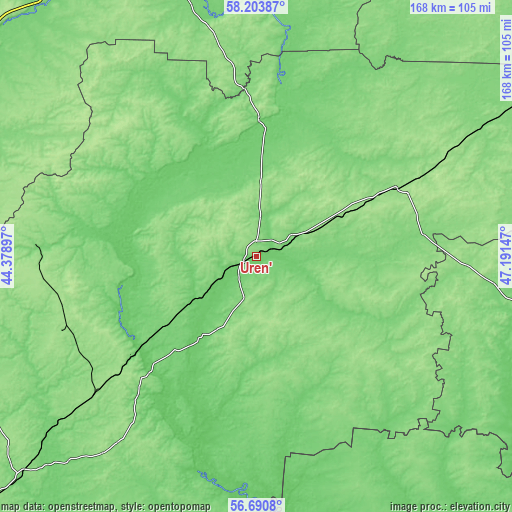 Topographic map of Uren’