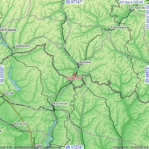 Topographic map of Urazovo