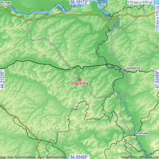 Topographic map of Urazovka