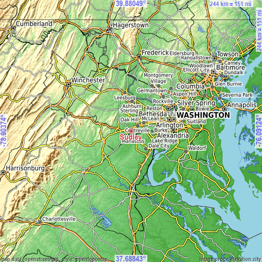 Topographic map of Sudley