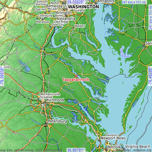 Topographic map of Tappahannock