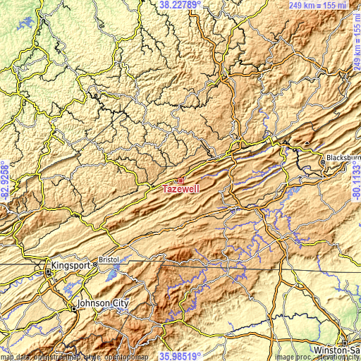 Topographic map of Tazewell