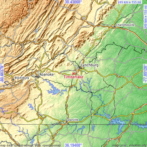 Topographic map of Timberlake