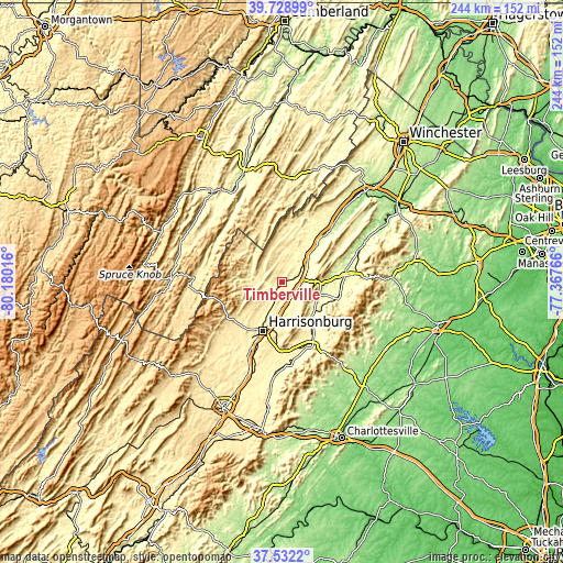 Topographic map of Timberville