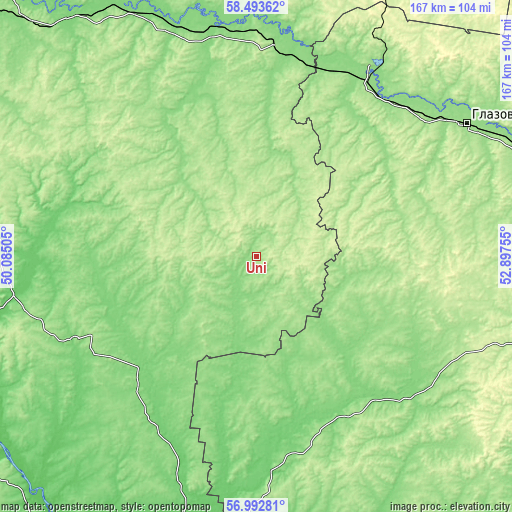 Topographic map of Uni