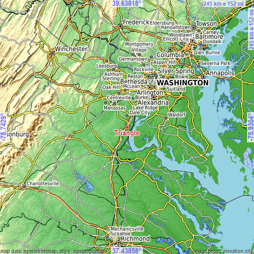 Topographic map of Triangle