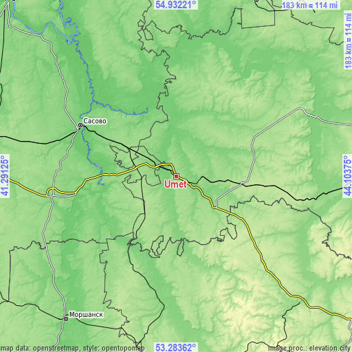 Topographic map of Umet