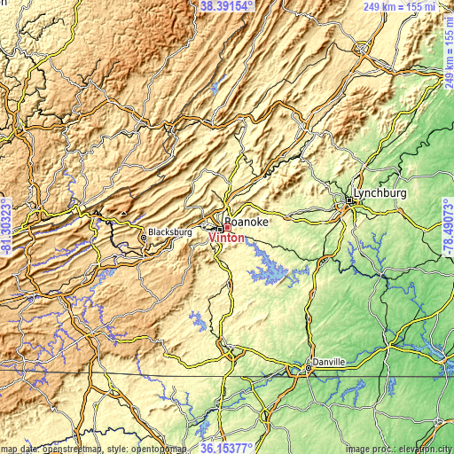 Topographic map of Vinton