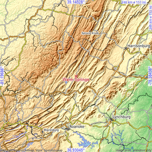 Topographic map of Warm Springs