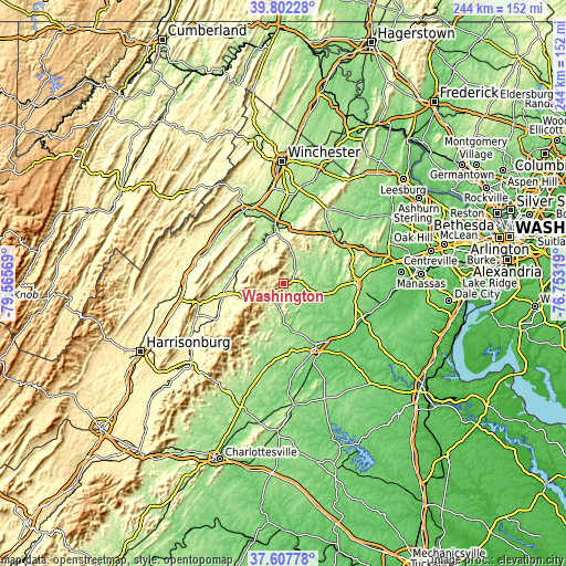 Topographic map of Washington