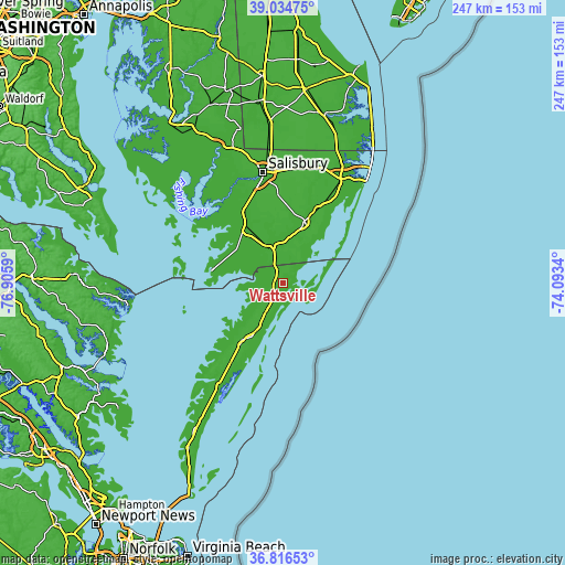 Topographic map of Wattsville