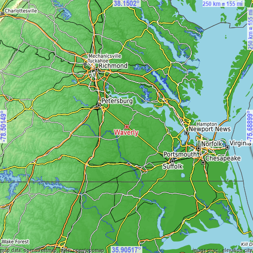 Topographic map of Waverly