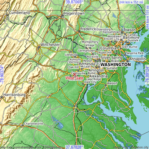 Topographic map of West Gate