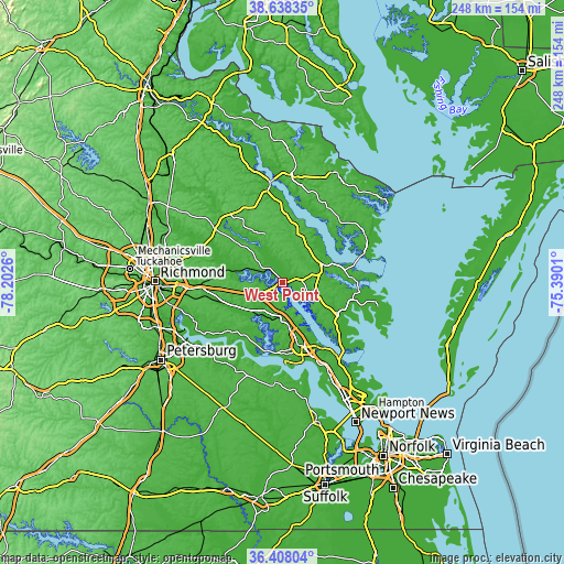 Topographic map of West Point