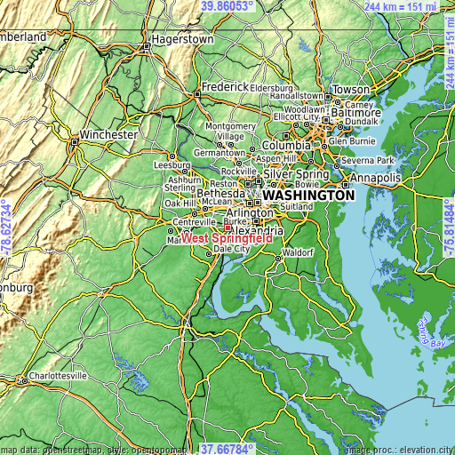 Topographic map of West Springfield