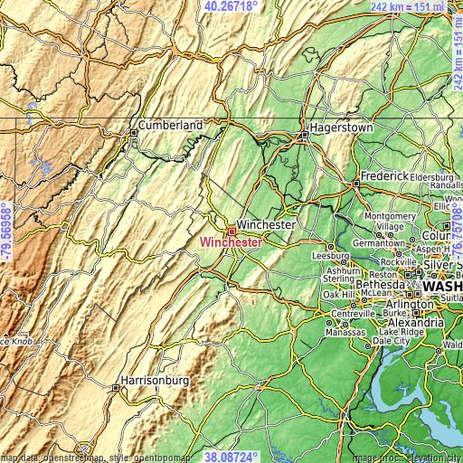 Topographic map of Winchester