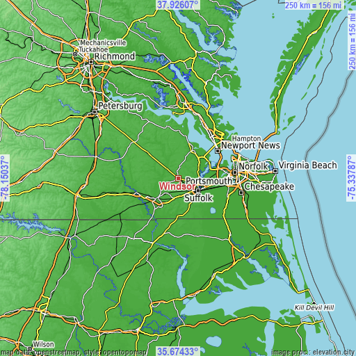 Topographic map of Windsor