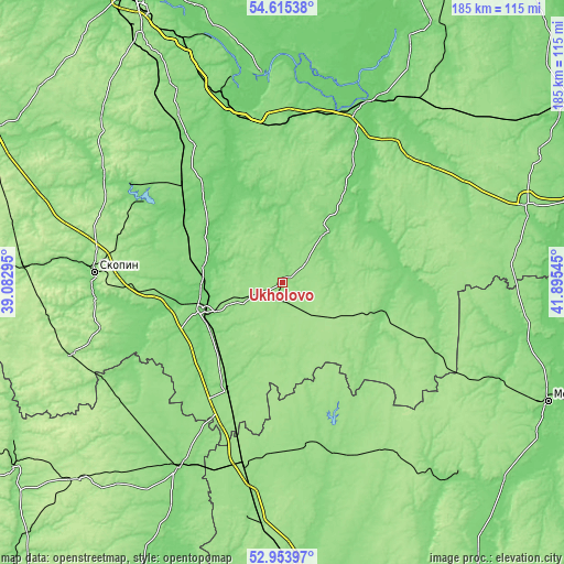 Topographic map of Ukholovo