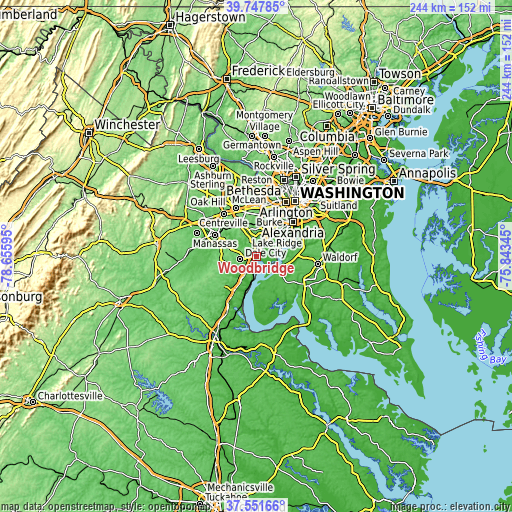 Topographic map of Woodbridge