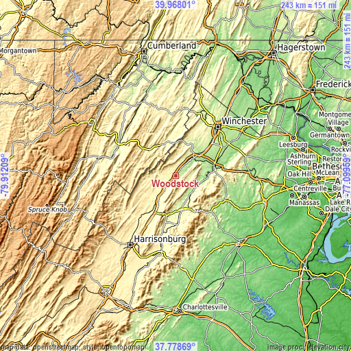 Topographic map of Woodstock