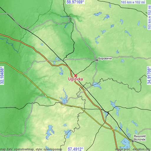 Topographic map of Uglovka