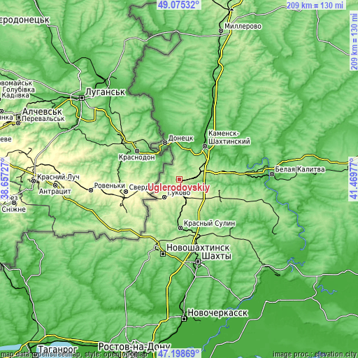 Topographic map of Uglerodovskiy