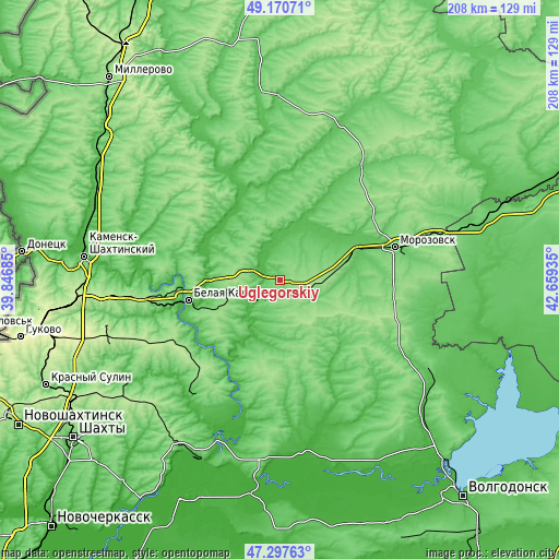 Topographic map of Uglegorskiy