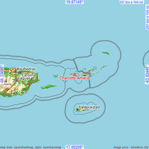 Topographic map of Charlotte Amalie