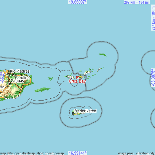 Topographic map of Cruz Bay