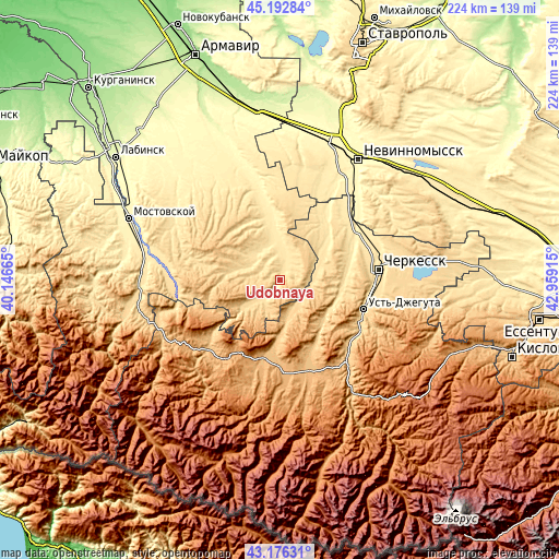 Topographic map of Udobnaya