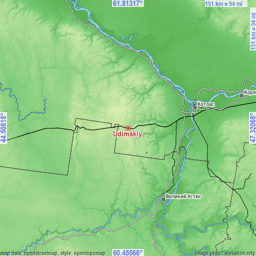 Topographic map of Udimskiy