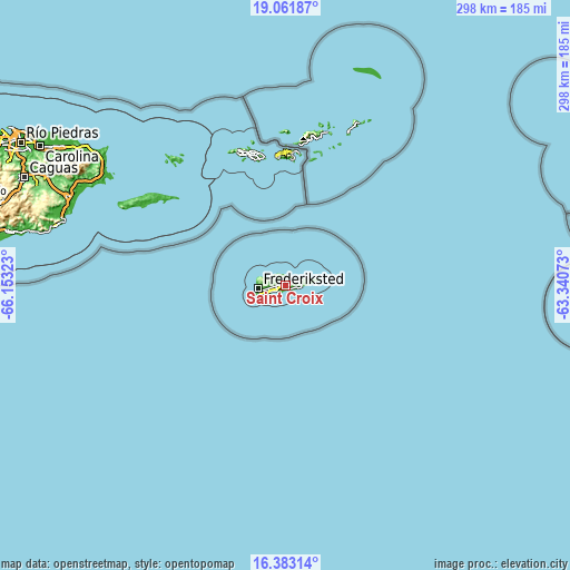 Topographic map of Saint Croix
